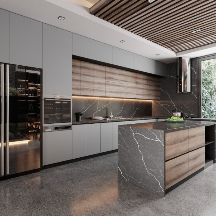 Stainless Steel Kitchen Cabinets: Stainless Steel Nano-Coating Flat Panel Series