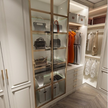 Custom Luxury Stainless steel Minimalist Glass Wardrobe